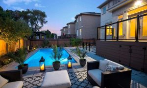 designer interlocking pool backyard