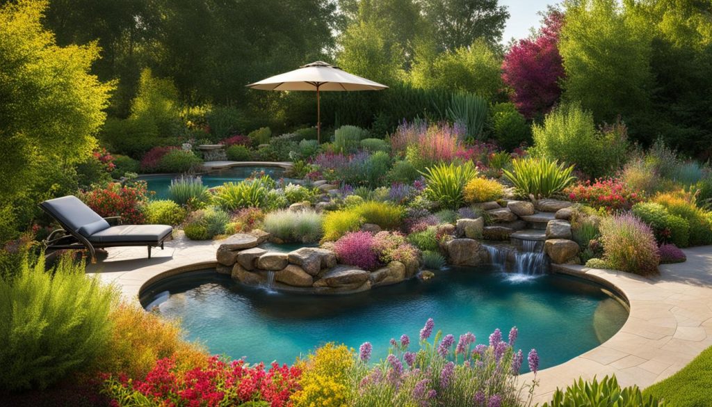 pool landscaping with native plants